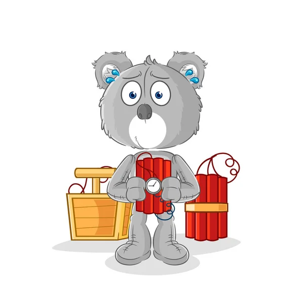 Koala Holding Dynamite Character Cartoon Mascot Vecto — Vector de stock