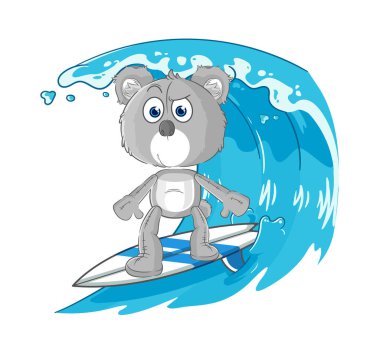 the koala surfing character. cartoon mascot vecto