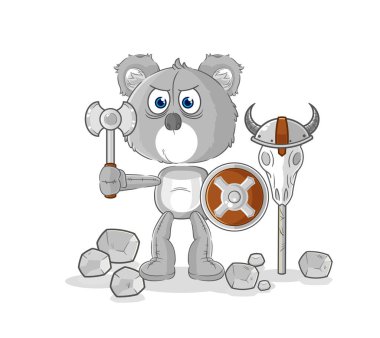 the koala viking with an ax illustration. character vecto