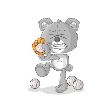 the koala baseball pitcher cartoon. cartoon mascot vecto