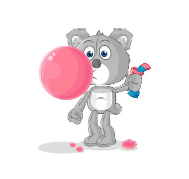 the koala chewing gum vector. cartoon characte