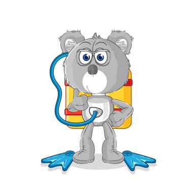the koala diver cartoon. cartoon mascot vecto