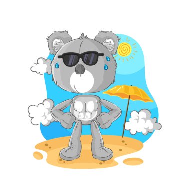the koala sunbathing in summer. character vecto