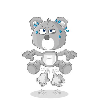 the koala fart jumping illustration. character vecto