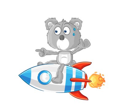 the koala ride a rocket cartoon mascot vecto