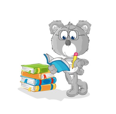 the koala studying mascot. cartoon vecto