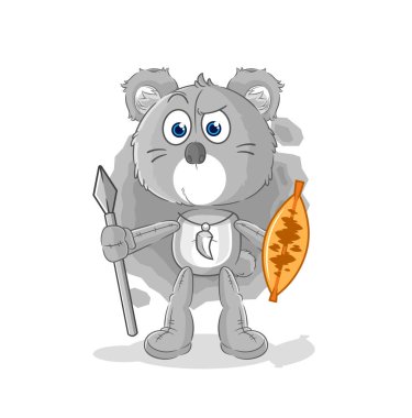 the koala african tribal fighter mascot. cartoon vecto