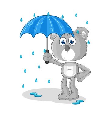 the koala holding an umbrella illustration. character vecto