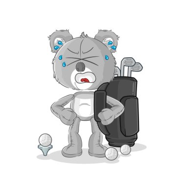 the koala with golf equipment. cartoon mascot vecto
