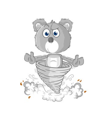 the koala in the tornado cartoon character vecto
