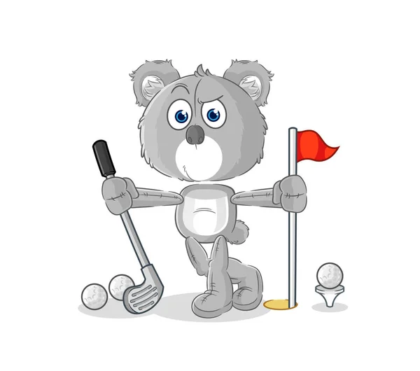 Koala Playing Golf Vector Cartoon Characte — Stock Vector