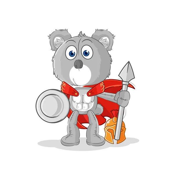 Koala Spartan Character Cartoon Mascot Vecto — ストックベクタ