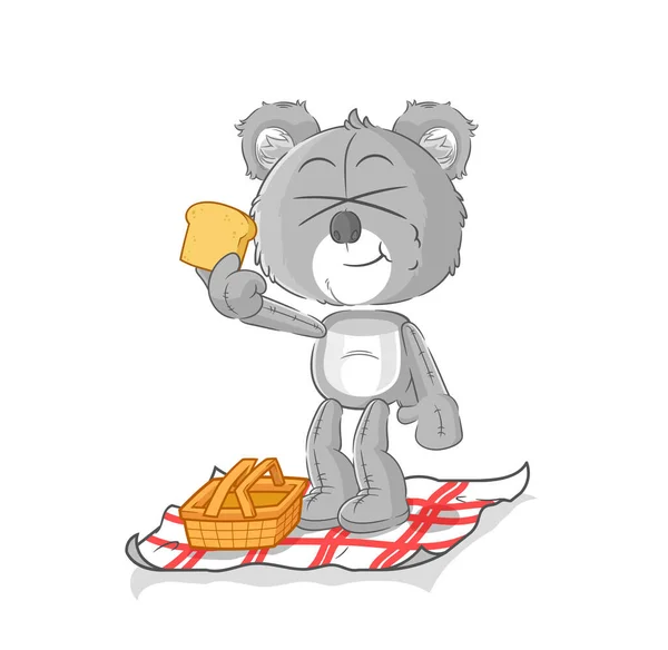 Koala Picnic Cartoon Cartoon Mascot Vecto — Stock vektor