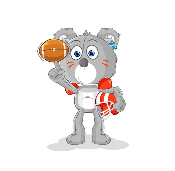 Koala Playing Rugby Character Cartoon Mascot Vecto — Stock vektor