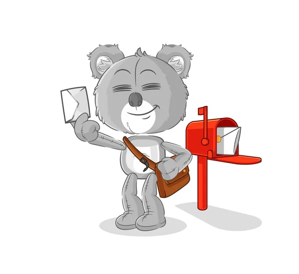 Koala Postman Vector Cartoon Characte — Stock vektor