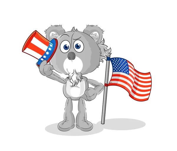 Koala Uncle Sam Character Cartoon Mascot Vecto — Stock Vector