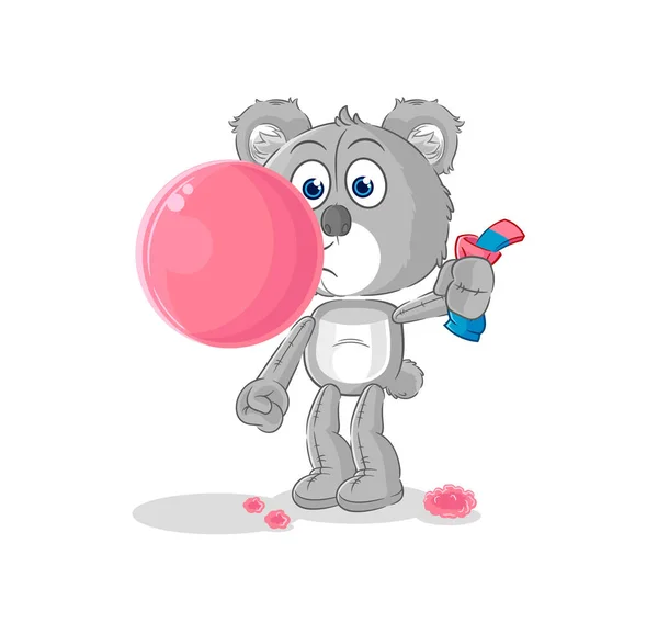 Koala Chewing Gum Vector Cartoon Characte — Wektor stockowy