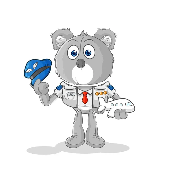 Koala Pilot Mascot Cartoon Vecto — Vector de stock