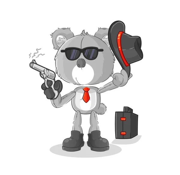 Koala Mafia Gun Character Cartoon Mascot Vecto — Vetor de Stock