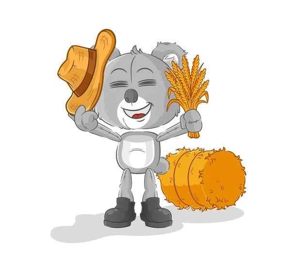 Koala Farmer Mascot Cartoon Vecto — Stock Vector