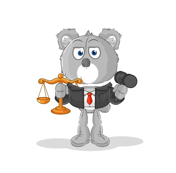 Koala Lawyer Cartoon Cartoon Mascot Vecto — ストックベクタ