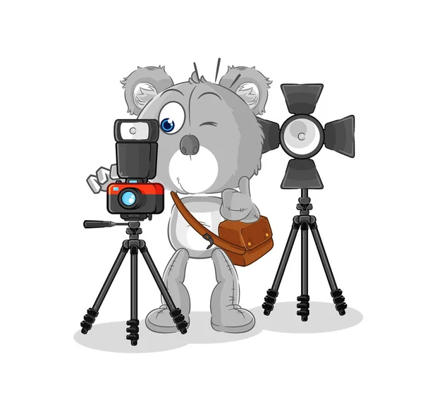 Koala Photographer Character Cartoon Mascot Vecto — Stock vektor