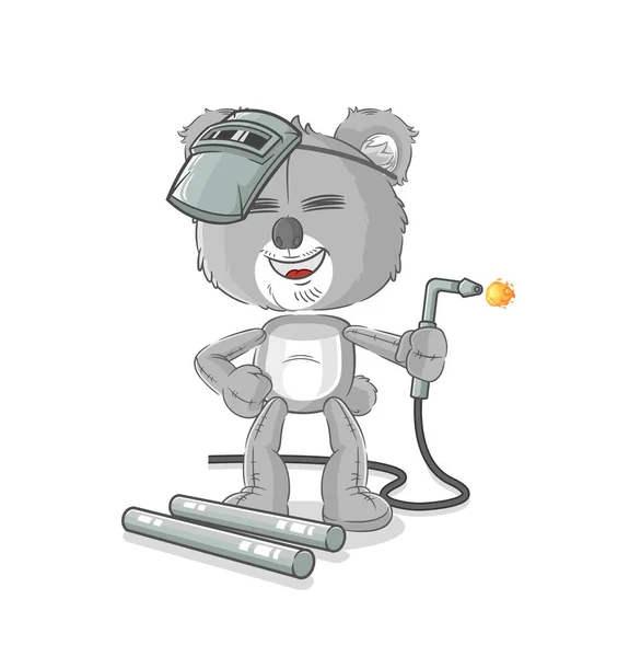 Koala Welder Mascot Cartoon Vecto — Stok Vektör