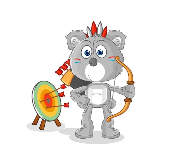 Koala Native American Tribe Cartoon Mascot Vecto — Stock vektor