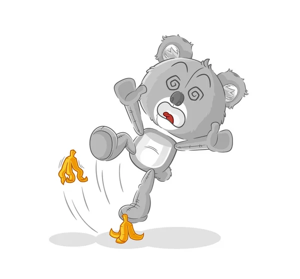 Koala Slipped Banana Cartoon Mascot Vecto — Stockvector