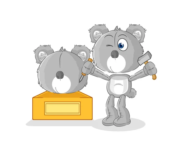 Koala Sculptor Character Cartoon Mascot Vecto — Stock Vector