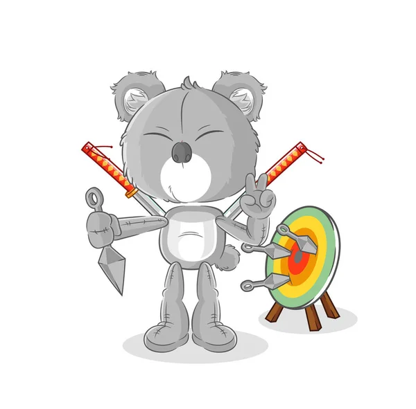 Koala Ninja Cartoon Character Vecto — Stock vektor