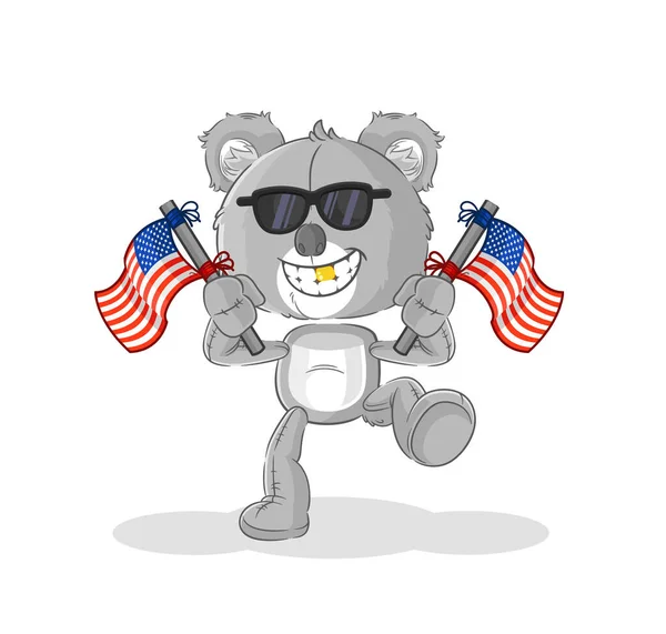 Koala American Youth Cartoon Mascot Vecto — Stock Vector