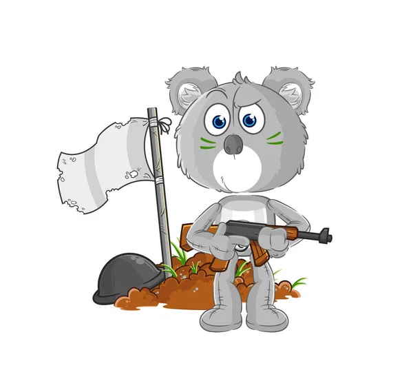 Koala Army Character Cartoon Mascot Vecto — Stock vektor