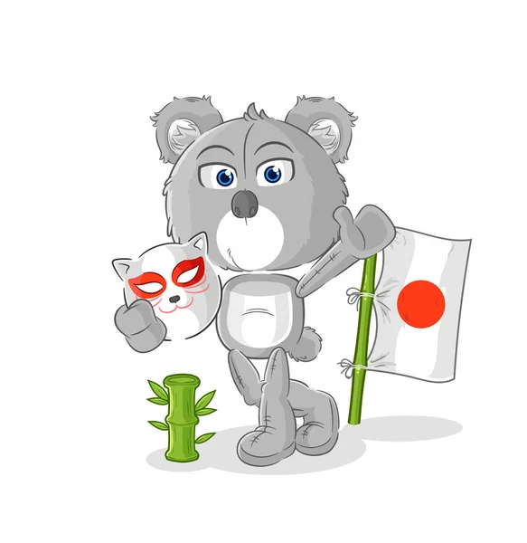 Koala Japanese Fox Character Cartoon Masco — Stock vektor