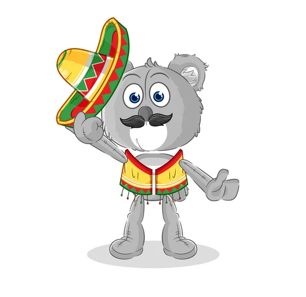 Koala Mexican Culture Flag Cartoon Mascot Vecto — Archivo Imágenes Vectoriales