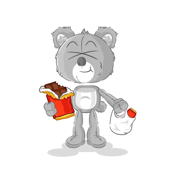 Koala Eat Chocolate Mascot Cartoon Vecto — Stockvector