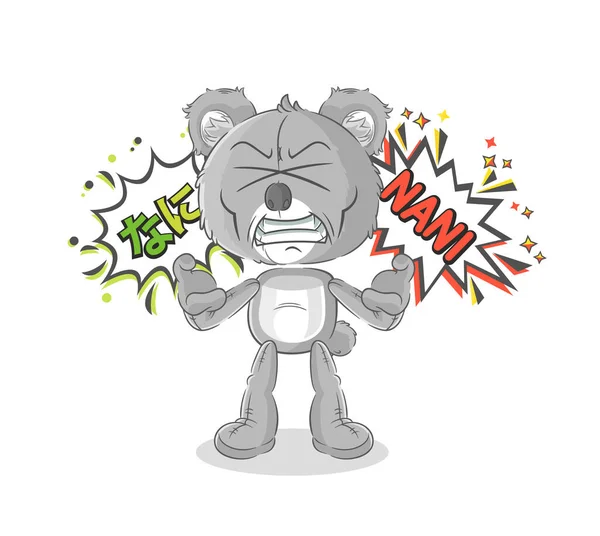 Koala Anime Angry Vector Cartoon Characte — Archivo Imágenes Vectoriales