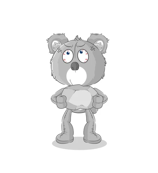 Koala Lifting Rock Cartoon Character Vecto — Stock vektor