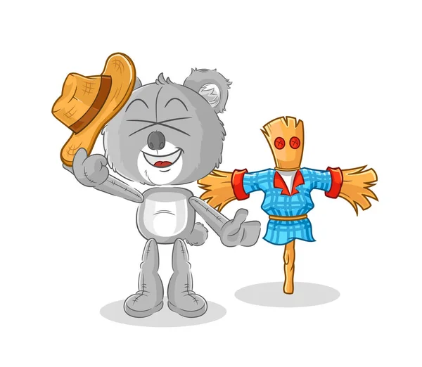 Koala Scarecrows Cartoon Character Vecto — Stock vektor