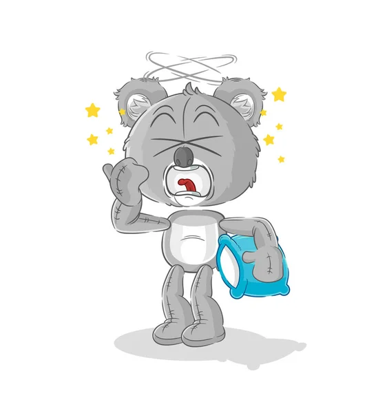 Koala Yawn Character Cartoon Mascot Vecto — Stock Vector