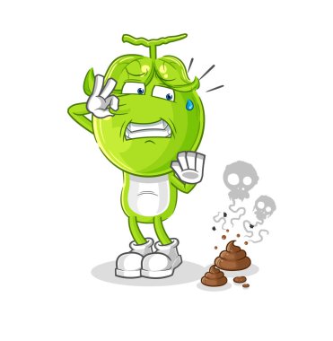 the pea head with stinky waste illustration. character vecto