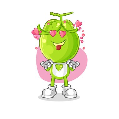 the pea head fallin love vector. cartoon characte