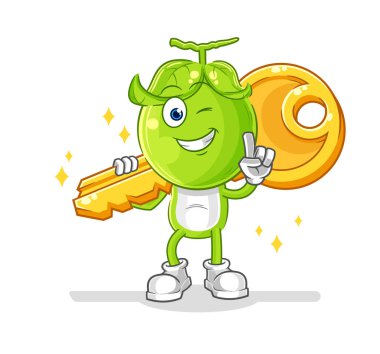 the pea head carry the key mascot. cartoon vecto