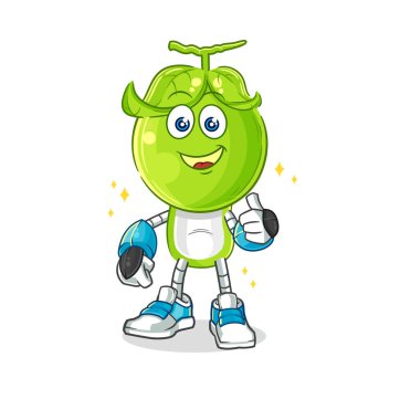 the pea head robot character. cartoon mascot vecto