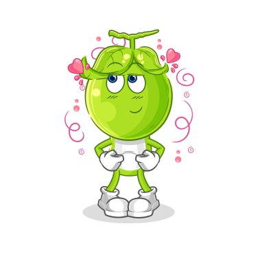 the pea head shy vector. cartoon characte