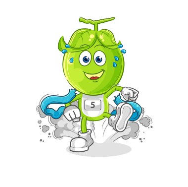 the pea head runner character. cartoon mascot vecto
