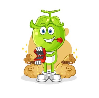 the pea head propose with ring. cartoon mascot vecto