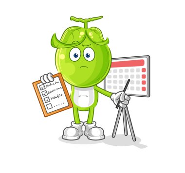 the pea head schedule list vector. cartoon characte
