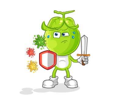 the pea head against viruses cartoon. cartoon mascot vecto
