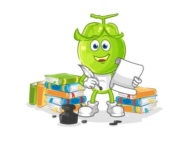 the pea head writer vector. cartoon characte